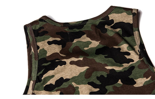 Tank Top Camouflage Curved Hem Hip Hop Top Tee Men Vest Sleeveless