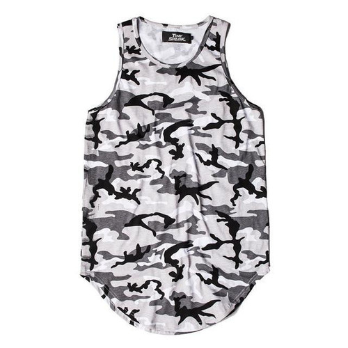 Tank Top Camouflage Curved Hem Hip Hop Top Tee Men Vest Sleeveless