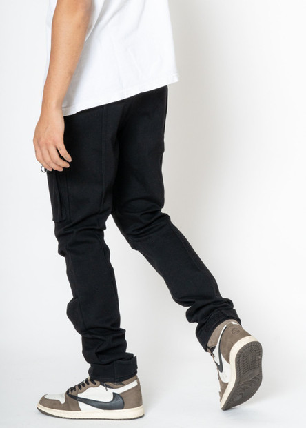 Konus Men's 5 Pocket Slim Pants with Cargo pockets - Black
