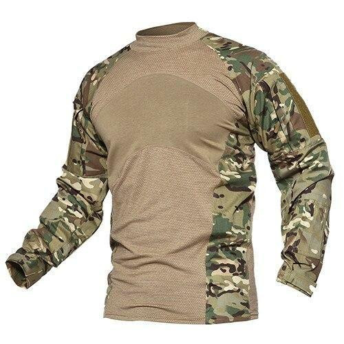 Mens T-shirts Long Sleeve Cotton Camouflage Tactical T Shirts Military