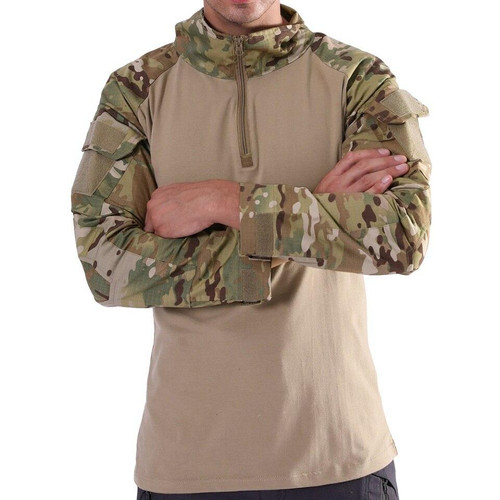 1/4 Zip Long Sleeve Military Tactical Combat Shirts Men's Hunting Army