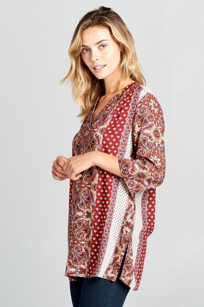 Paisley Print Tunic Top