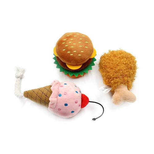 Hamburger Ice Cream Chicken Leg Shape Dog Toys