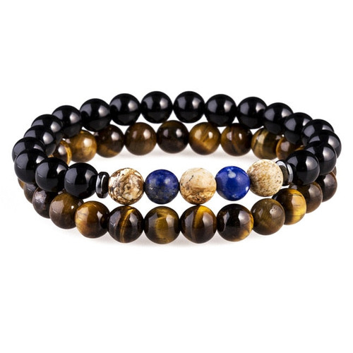 ATTYIRENA Men Jewelry Tiger Eye Buddha Bracelets For Men Luxury Meditation 8mm Prayer Bead Bracelets Natural Stone Bracelets