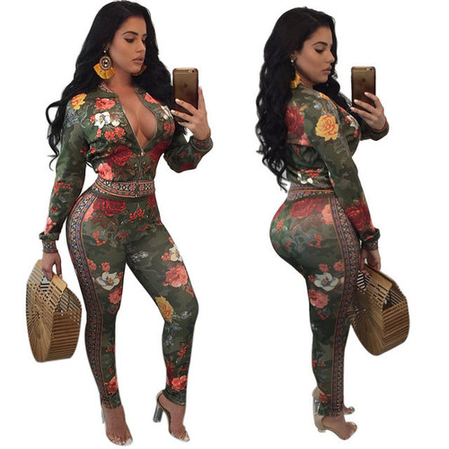 Fashion Tracksuit Women Two Piece Set Autumn Long Sleeve Printed Crop Top Pant Suit Casual Sweat Suit Women Leisure Suits