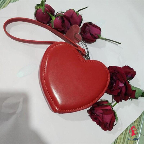 Samll Wallet For Women Red Heart Organizer Coin Purse Fashion Leather Mini Clutch Bag Cute Student Money Purse