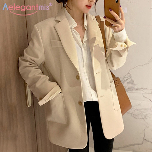 Solid Color Single Breasted Casual Blazers Jackets Office