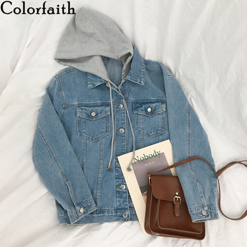 Denim Jacket Outerwear Hooded High Street Fashionable