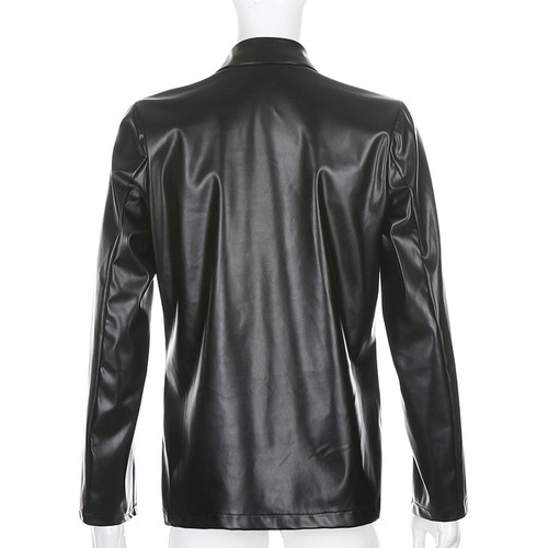 PU women leather jacket autumn coat