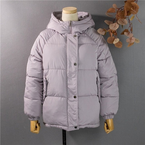 Women Jackets Quilted Puffer Parkas Hooded Warm Solid Oversize