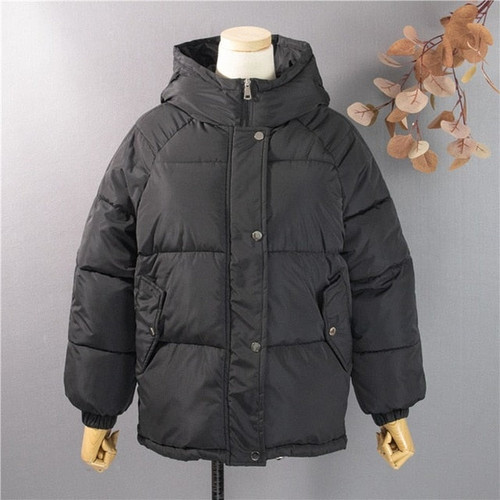 Women Jackets Quilted Puffer Parkas Hooded Warm Solid Oversize