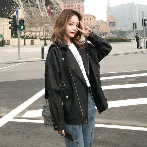 Fashion Oversized Coat Women Faux Leather Jacket