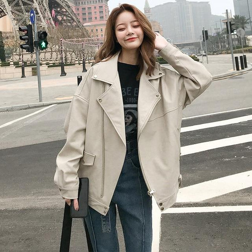 Fashion Oversized Coat Women Faux Leather Jacket
