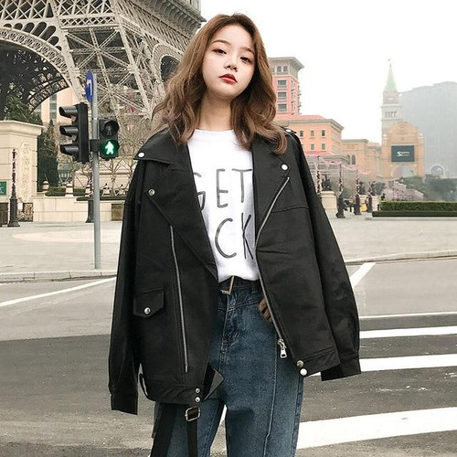 Fashion Oversized Coat Women Faux Leather Jacket