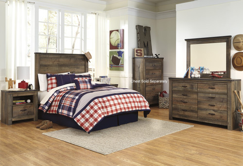 Cremona Brown Casual Bedroom Set: Full Panel Headboard, Dresser, Mirror, 2 Nightstands