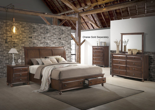 Concord Cherry Finish wood Bedroom Set  King Platform Bed  Dresser  Mirror  Night Stand