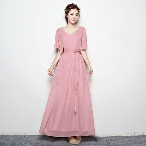 ZX50H#Sister group gray chiffon long Bridesmaid Dresses wedding party dress 2018 gown prom women's fashion cheap wholesale cloth