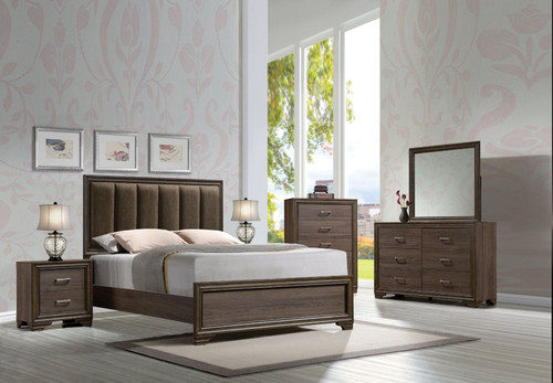 Acme Cyrille Walnut Finish Queen Panel Bedroom Set