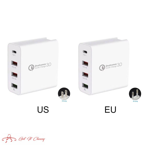 4 Ports Universal Car Wall Charger Power Supply Travel Adapter 48W PD Type C USB Mobile Phone Tablet Home Portable Fast Plug