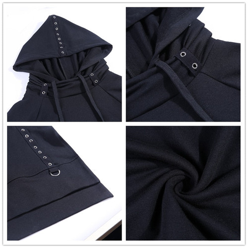 Button Pocket Hooded Sweatshirt