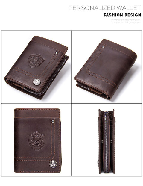 Skull Leather Short Wallet