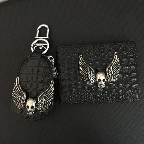Skull Wings Leather Key Holder & Wallet
