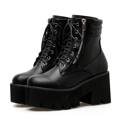 BLACK ZIPPER Ankle Boots