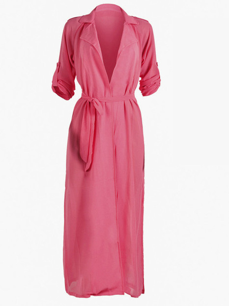 Casual Fashion Solid Color Chiffon Maxi Cardigan