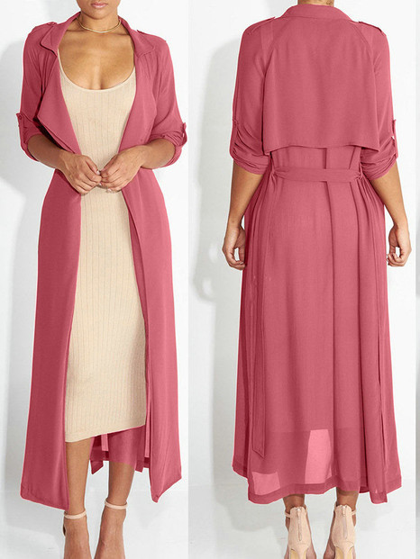 Casual Fashion Solid Color Chiffon Maxi Cardigan