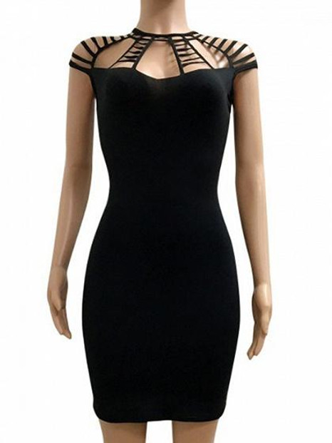 Black Cut Out Detail Bodycon Mini Dress