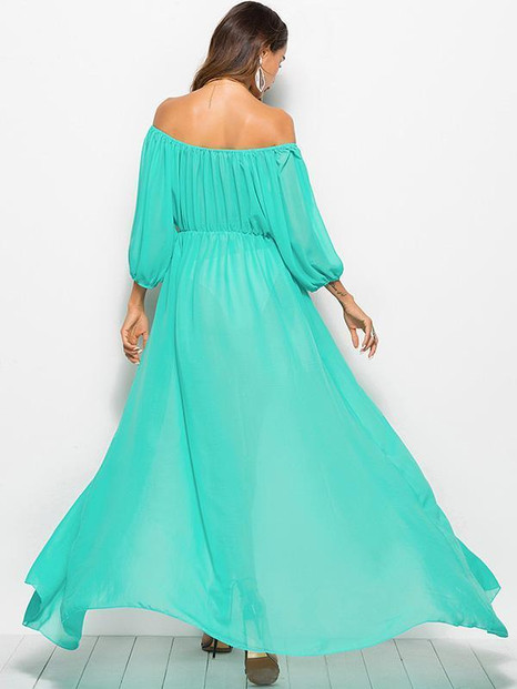 Off-the-shoulder Lace-up Maxi Dress