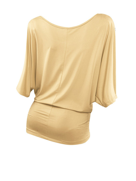 Casual Stunning Batwing Sleeve Glitter Round Neck Plus Size T-Shirt