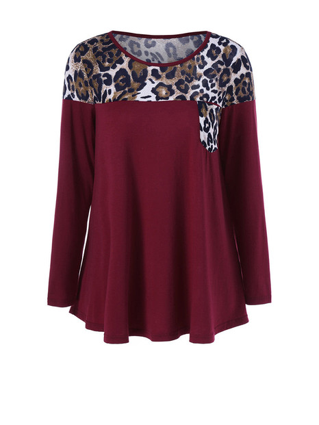 Casual Round Neck Leopard Plus Size T-Shirt