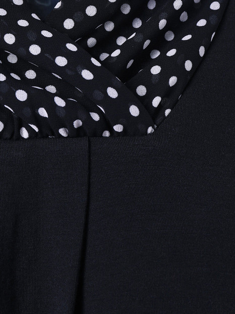 Casual V-Neck Asymmetric Hem Polka Dot Plus Size T-Shirt
