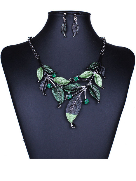 Casual A Suit Of Leaf Necklace And Earring