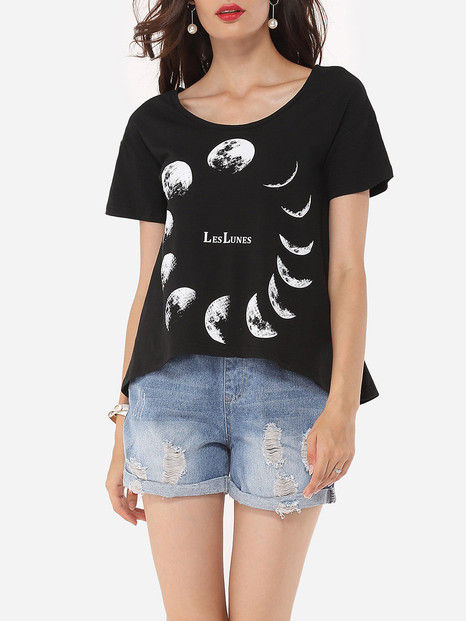 Casual Assorted Colors Printed Modern Delightful Round Neck Short-sleeve-t-shirt