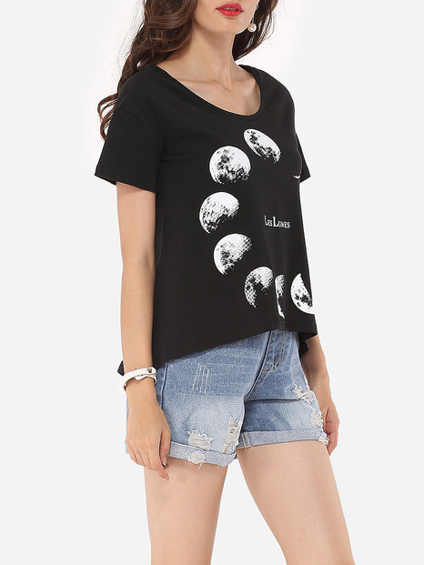 Casual Assorted Colors Printed Modern Delightful Round Neck Short-sleeve-t-shirt