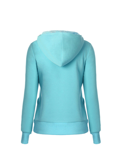 Casual Hooded Decorative Button Lace Hoodie