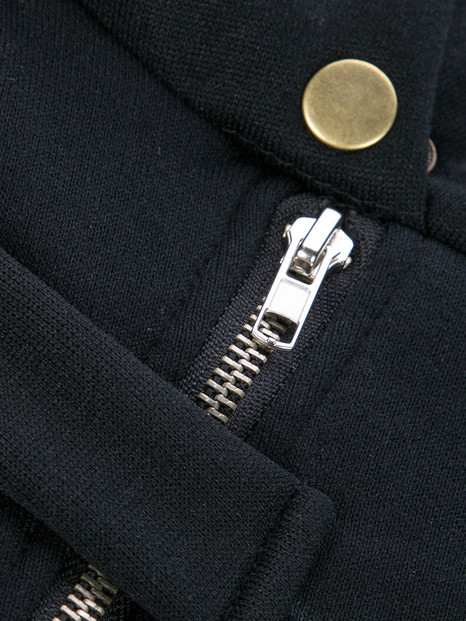 Casual Fancy Hooded Decorative Buttons Plain Hoodie