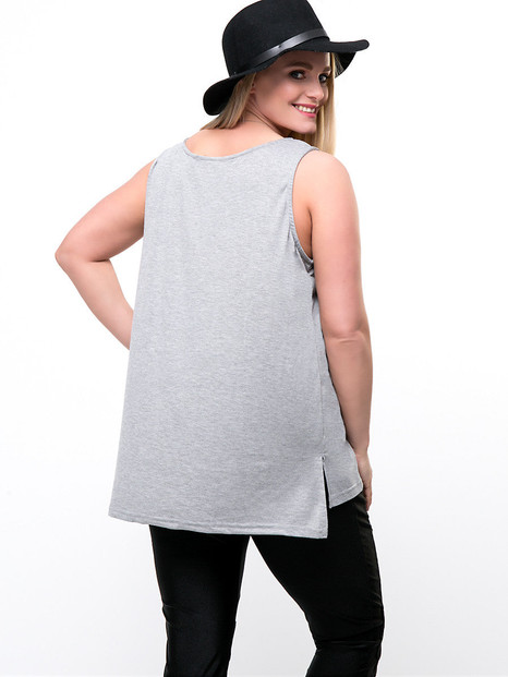 Casual Stylish Letters Printed Side-Vented Loose Plus Size T-Shirt