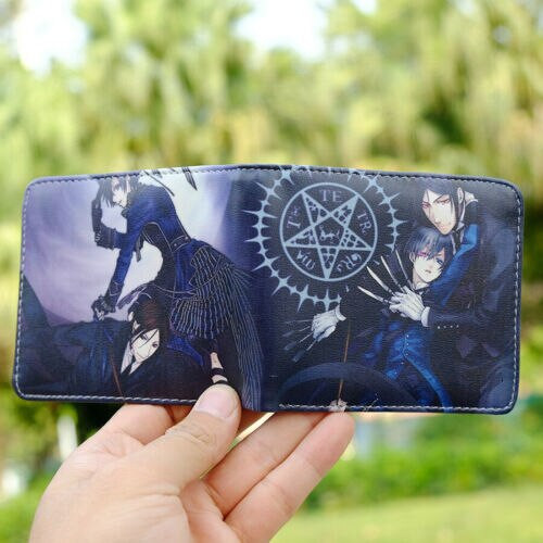 Black Butler Kuroshitsuji wallet with ID card holder short PU Bi-Fold coin Purse