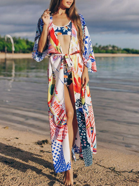 Printed loose beach skirt sunscreen holiday dress