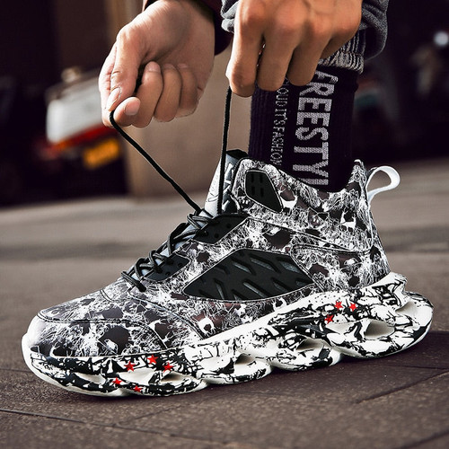 Graffiti High Top Chunky Men Sneakers Autumn Summer Casual Mesh Shoes