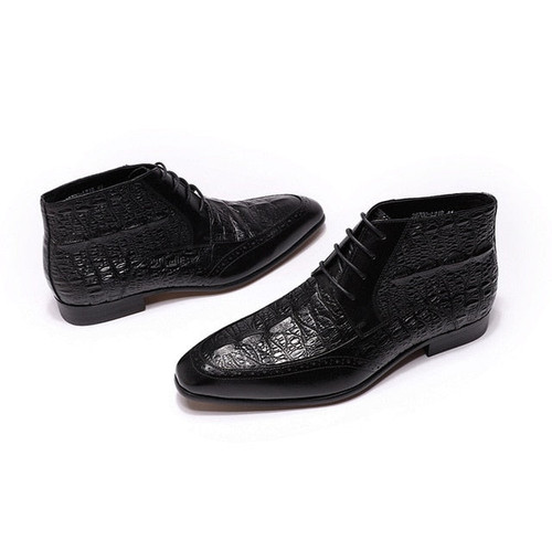 FELIX CHU Alligator Print Genuine Leather Shoes