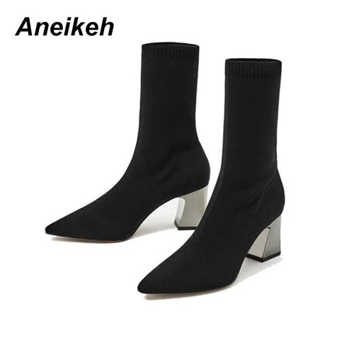 Aneikeh Fashion Ankle Elastic Women pumps