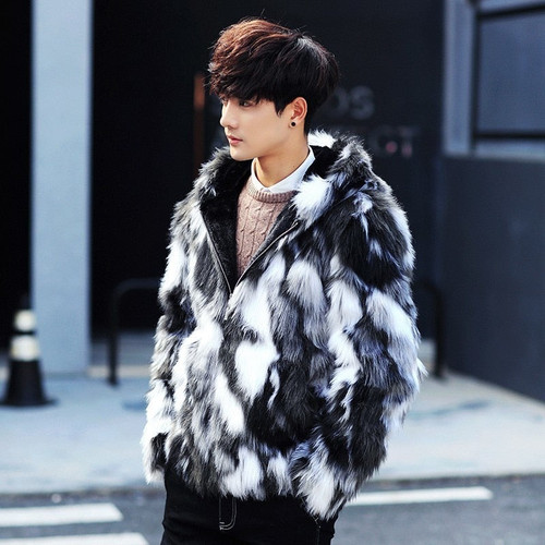 Winter male fur Parka Coats With Hood