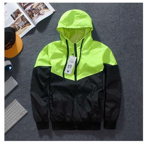 Spring Patchwork Reflective Waterproof Windbreaker Men Coat