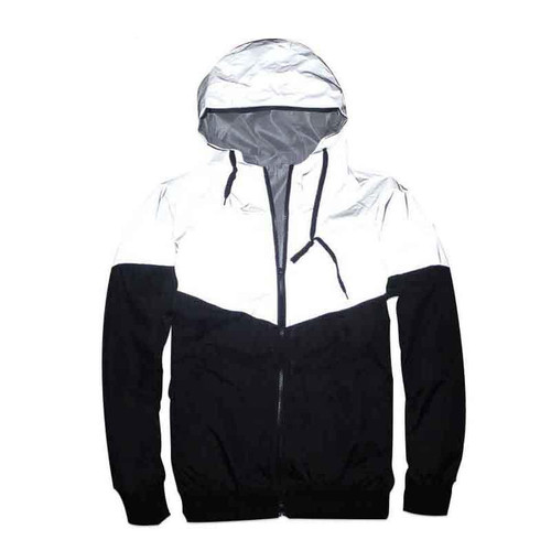 Spring Patchwork Reflective Waterproof Windbreaker Men Coat