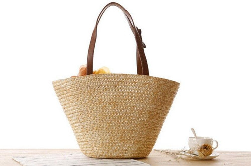 Casual Summer Beach Flower Ribbon Handle Straw Bags Shoulder Bags