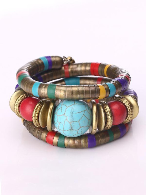 Multilayer Bohemian Turquoise Flexible Bracelet